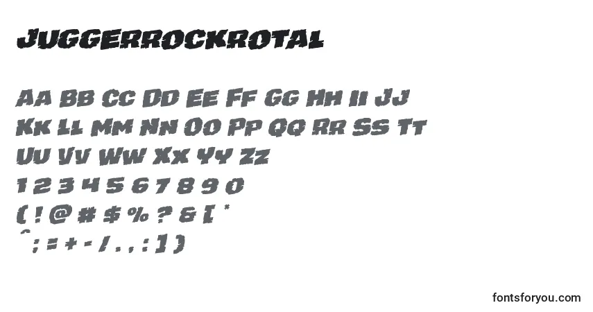 Schriftart Juggerrockrotal – Alphabet, Zahlen, spezielle Symbole