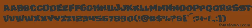 juggerrockrotate-Schriftart – Schwarze Schriften auf braunem Hintergrund