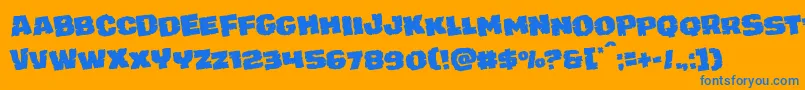 juggerrockrotate-Schriftart – Blaue Schriften auf orangefarbenem Hintergrund