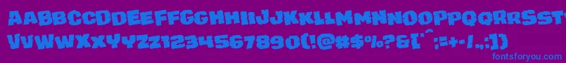 juggerrockrotate-Schriftart – Blaue Schriften auf violettem Hintergrund