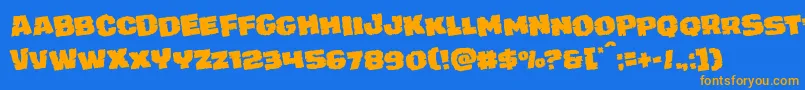 juggerrockrotate-Schriftart – Orangefarbene Schriften auf blauem Hintergrund