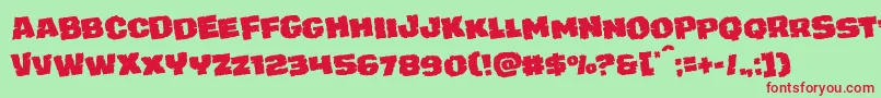Czcionka juggerrockrotate – czerwone czcionki na zielonym tle