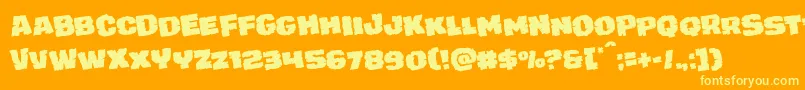 Fonte juggerrockrotate – fontes amarelas em um fundo laranja