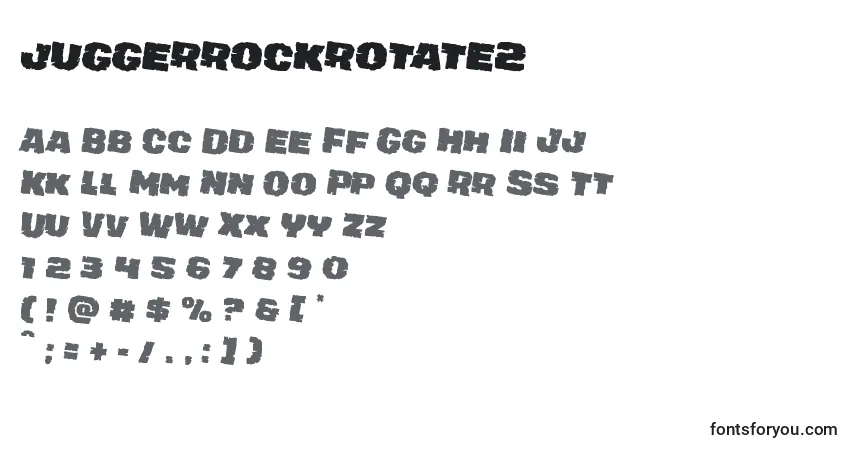 Czcionka Juggerrockrotate2 – alfabet, cyfry, specjalne znaki