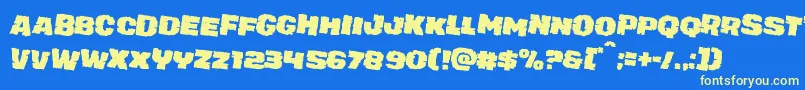 juggerrockrotate2 Font – Yellow Fonts on Blue Background