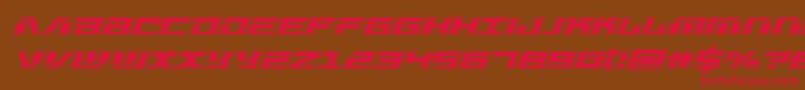 フォントWarmachineacad – 赤い文字が茶色の背景にあります。
