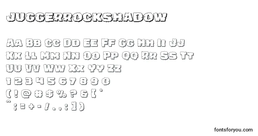 Шрифт Juggerrockshadow – алфавит, цифры, специальные символы