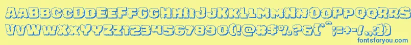 フォントjuggerrockshadow – 青い文字が黄色の背景にあります。