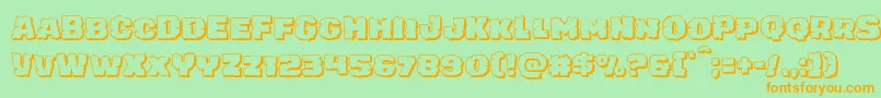 Weitere Informationen zur juggerrockshadow-Schriftart juggerrockshadow-Schriftart – Orangefarbene Schriften auf grünem Hintergrund