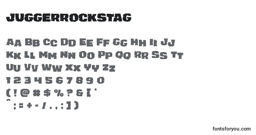 Schriftart Juggerrockstag – Alphabet, Zahlen, spezielle Symbole
