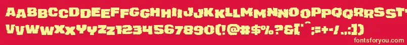 juggerrockstag-Schriftart – Gelbe Schriften auf rotem Hintergrund
