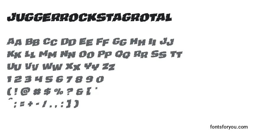 Schriftart Juggerrockstagrotal – Alphabet, Zahlen, spezielle Symbole