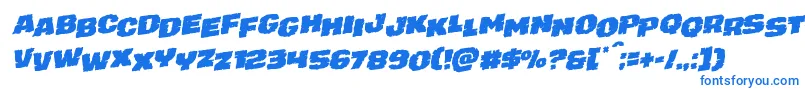 Fonte juggerrockstagrotal – fontes azuis em um fundo branco