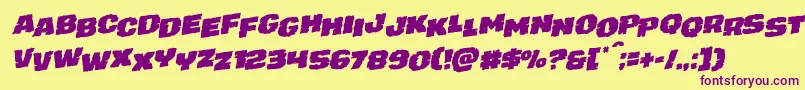 フォントjuggerrockstagrotal – 紫色のフォント、黄色の背景