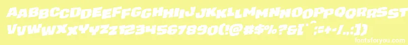 フォントjuggerrockstagrotal – 黄色い背景に白い文字