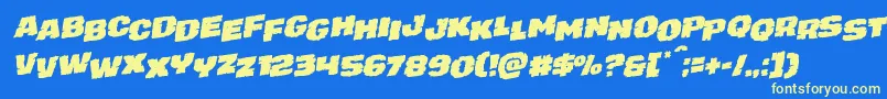 juggerrockstagrotal-fontti – keltaiset fontit sinisellä taustalla