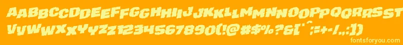 フォントjuggerrockstagrotal – オレンジの背景に黄色の文字