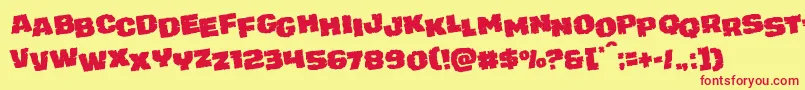 juggerrockstagrotat Font – Red Fonts on Yellow Background