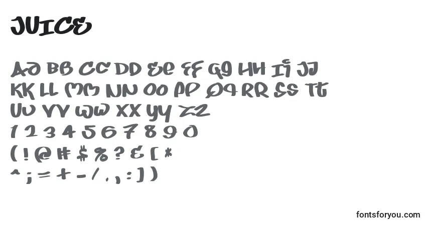 Czcionka JUICE    (131165) – alfabet, cyfry, specjalne znaki