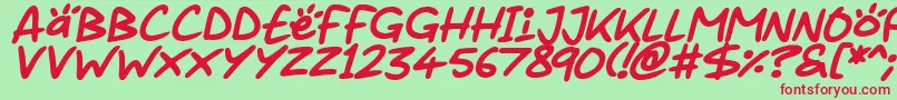 Juice it up Italic-fontti – punaiset fontit vihreällä taustalla