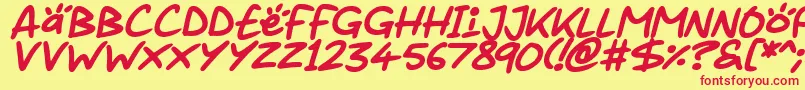 Juice it up Italic Font – Red Fonts on Yellow Background