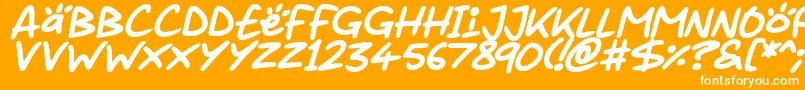 Juice it up Italic-Schriftart – Weiße Schriften auf orangefarbenem Hintergrund