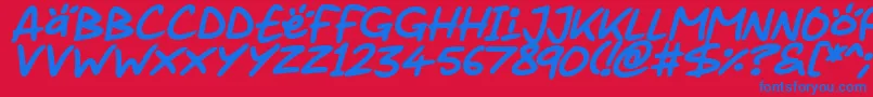 Juice it up Italic Font – Blue Fonts on Red Background