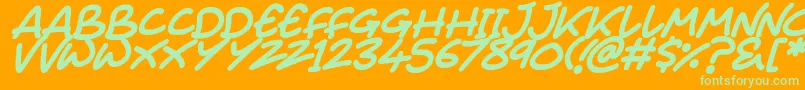 Juice Monster Italic-Schriftart – Grüne Schriften auf orangefarbenem Hintergrund