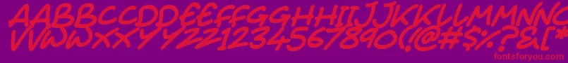 Juice Monster Italic Font – Red Fonts on Purple Background