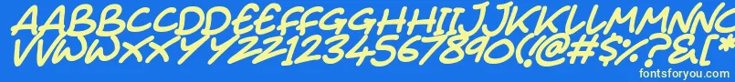 Juice Monster Italic Font – Yellow Fonts on Blue Background