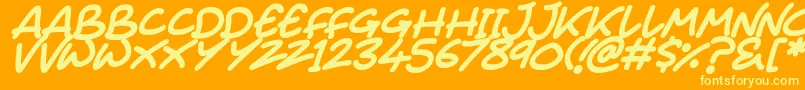 Juice Monster Italic Font – Yellow Fonts on Orange Background