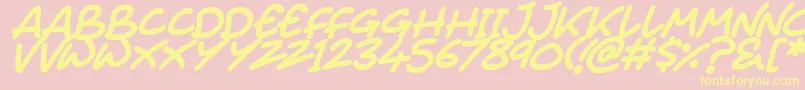 Juice Monster Italic-Schriftart – Gelbe Schriften auf rosa Hintergrund