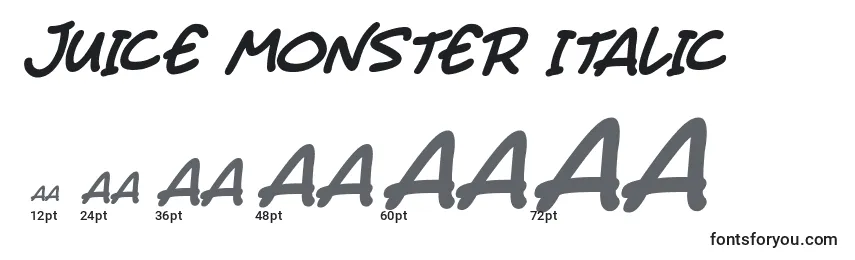 Размеры шрифта Juice Monster Italic