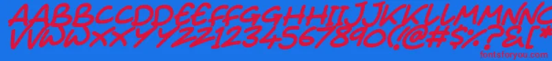 Juice Monster Italic Font – Red Fonts on Blue Background