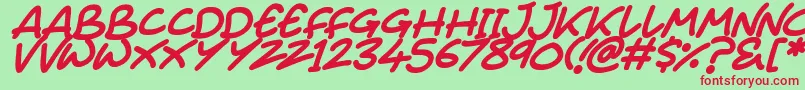 Juice Monster Italic Font – Red Fonts on Green Background