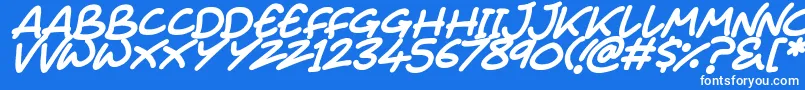 Juice Monster Italic Font – White Fonts on Blue Background