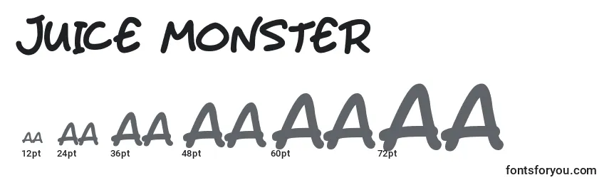 Размеры шрифта Juice Monster