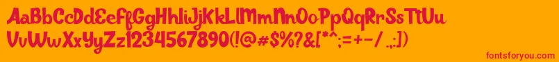 Juiceline-Schriftart – Rote Schriften auf orangefarbenem Hintergrund