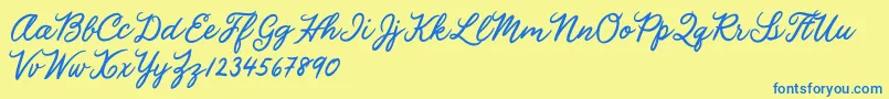 Julia Lauren Font – Blue Fonts on Yellow Background