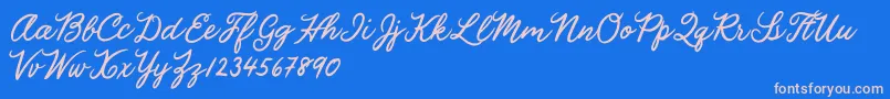 Julia Lauren Font – Pink Fonts on Blue Background