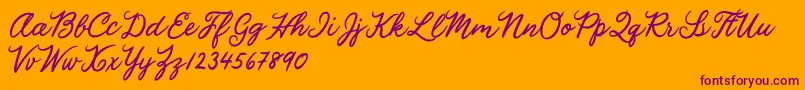 Julia Lauren Font – Purple Fonts on Orange Background