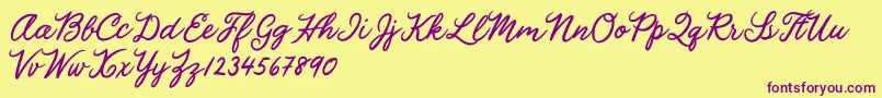 Julia Lauren Font – Purple Fonts on Yellow Background