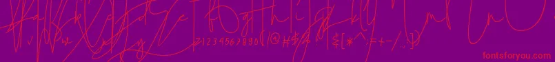 julian thomas-Schriftart – Rote Schriften auf violettem Hintergrund