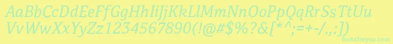 CordaleCorpItalic Font – Green Fonts on Yellow Background
