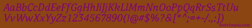 CordaleCorpItalic Font – Purple Fonts on Brown Background