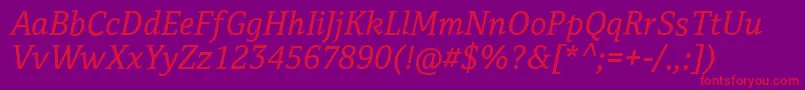 CordaleCorpItalic Font – Red Fonts on Purple Background