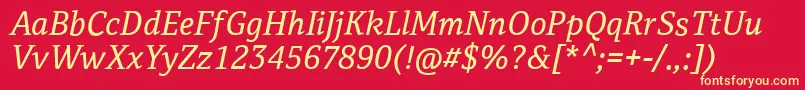 CordaleCorpItalic Font – Yellow Fonts on Red Background