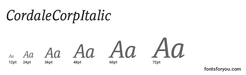 CordaleCorpItalic Font Sizes