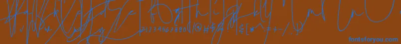 フォントjulian thomas – 茶色の背景に青い文字