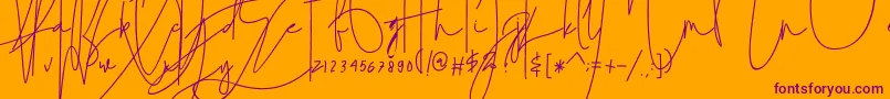 julian thomas-Schriftart – Violette Schriften auf orangefarbenem Hintergrund